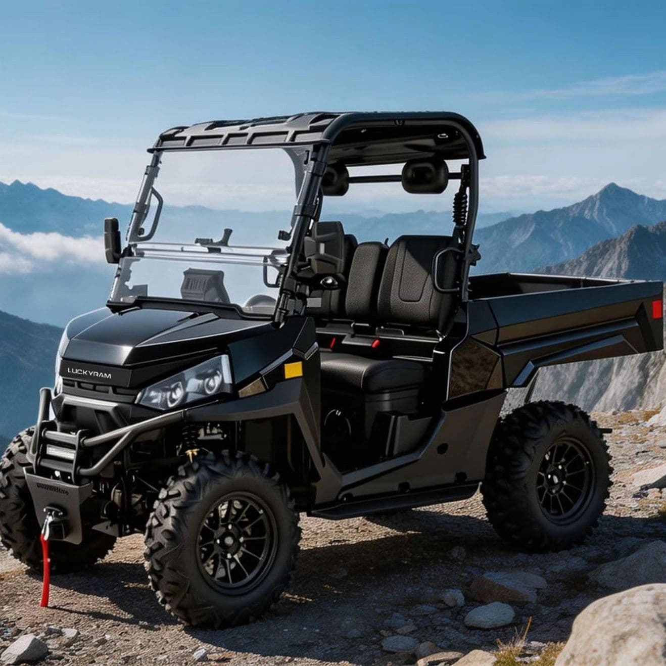 農場牧場用4WD電動UTV 14インチオフロードタイヤ350kgダンプベッド